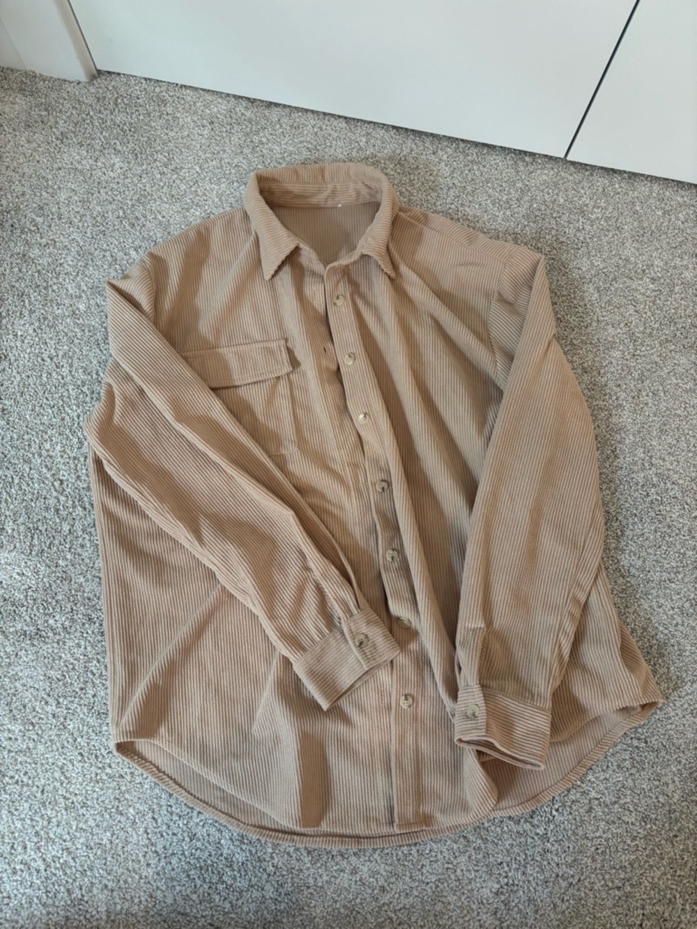 Casual Corduroy Button-Up Shirt in Light Brown